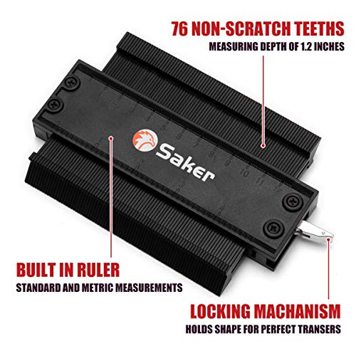 Saker Contour Gauge Profile Tool 5 Inch Black | Adjustable Lock,Precisely Copy Irregular Shape Duplicator,Must Have Tool for DIY Handyman, Construction - style: 5inch Black