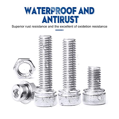 NINDEJIN 880Pcs Screw Nuts and Bolts Assortment Kit, M2 M3 M4 M5 Metric Bolts and Nuts and Washers Set, 304 Stainless Steel Precise Hex Socket Head Cap Machine Screws Set with Allen Wrenches - size: M2 M3 M4 M5 880