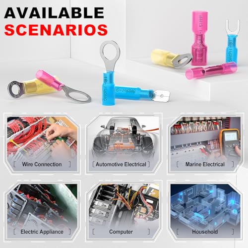 12-10 AWG/Gauge Heat Shrink Ring Terminal Kit Wire Connector Cable End Lugs - size: 12-10AWG-50pcs