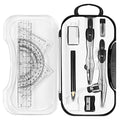 Unjoo Geometry Sets 10 Pcs Student Supplies, Protractor and Compass (Black) - color: Black