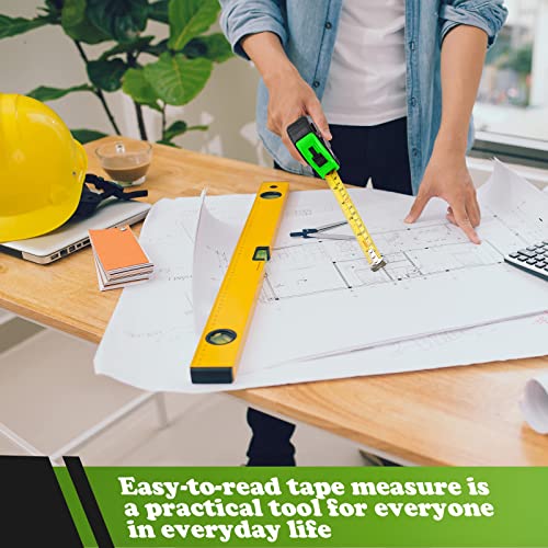 Yunsailing 15 Pack Tape Measure Bulk 16 Feet Retractable Measuring Tape Small Measure Easy Read with Fractions 1/8 Measurement(Green) - color: Green