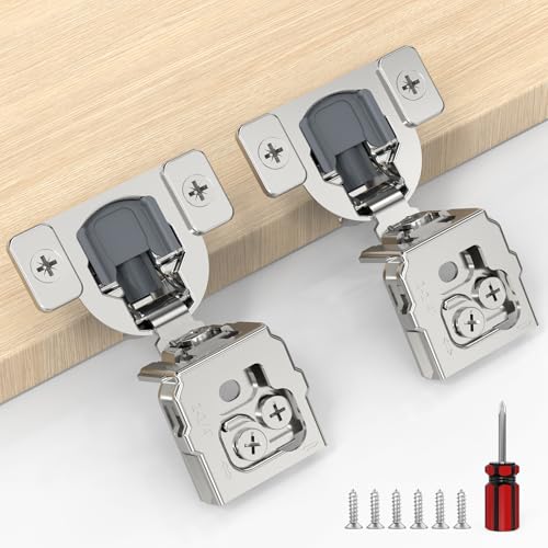 Furniware 20 Pack 10 Pairs 1-1/4 inch Overlay Soft Close Hinges for Face Frame Kitchen Cabinet Hinges Satin Nickel - 3 Way Adjustability Concealed Soft Close Hinges Damper Self Closing - size: 1-1/4 inch Overlay