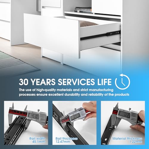 SHUHANG 5 Pair Full Extension Drawer Slides 10 12 14 16 18 20 22 24 Inch 100 lb Load Capacity Side Mount Ball Bearing Rails Cabinet Dresser Glides Wardrobe Kitchen Trash Can Slider Runners Black - size: 10 Inch, style: 5 Pair (Black)