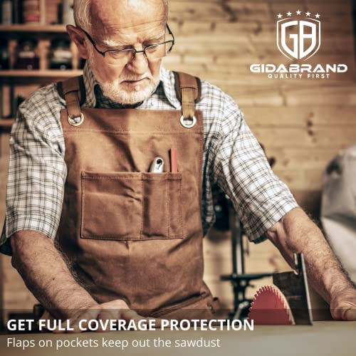 Woodworking Shop Apron for Men, Waxed Canvas Work Tool Apron for Carpenter