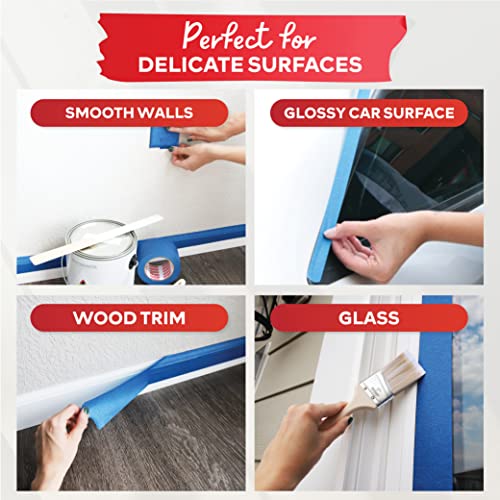 XFasten Professional Blue Painters Tape 2.5-Inches x 60-Yards (Single Pack) Blue Painters Masking Tape Bulk - Sharp Edge Line Technology, Produces Sharp Lines | Residue-Free Wall Trim Tape - size: 2.5 Inches x 60 Yards (Single Pack)