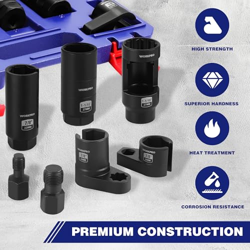 WORKPRO 7PCS O2 Oxygen Sensor Socket, 3/8" 1/2" Drive