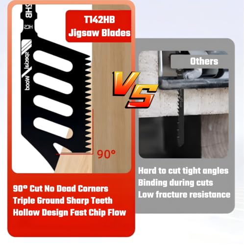 T142HB T-Shank Flush Cut Jigsaw Blades for Wood, HCS, 5 Pcs