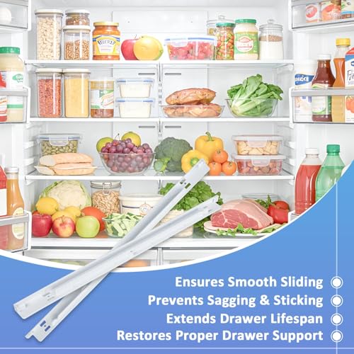 240530601 (Left) & 240530701 (Right) Refrigerator Pan Hanger Support Rail Kit, Drawer Slide Rail Support Compatible with Frigidaire, Kenmore, Electrolux Refrigerator, Replaces# 240460401 240460501