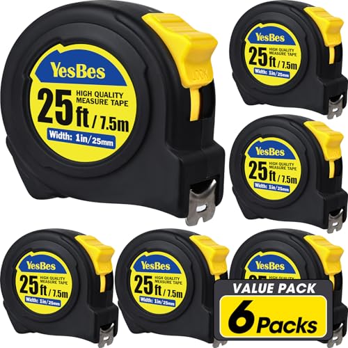 Tape Measure 25 ft, 6 Pack Bulk Easy Read Measuring Tape Retractable, Measurement Tape 25 FT by 1 in