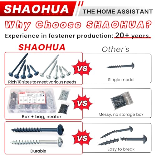 #8 Pocket Hole Screws(1" 1-1/4" 1-1/2" 2" 2-1/2"), Coarse Thread & Anti-Split Design for Furniture, Cabinets, Compatible with Kreg Jig, Zinc Plated & Blue Kote for Indoor Outdoor Use, 670 Pcs - size: C. #8 1" 1-1/4" 1-1/2" 2" 2-1/2"