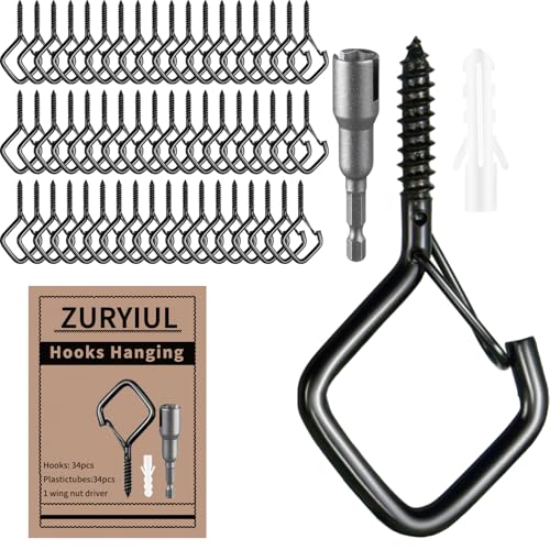 34 Pcs 2.2in Windproof Ceiling Hooks for Plants & Lights - color: Black, size: 34Pcs