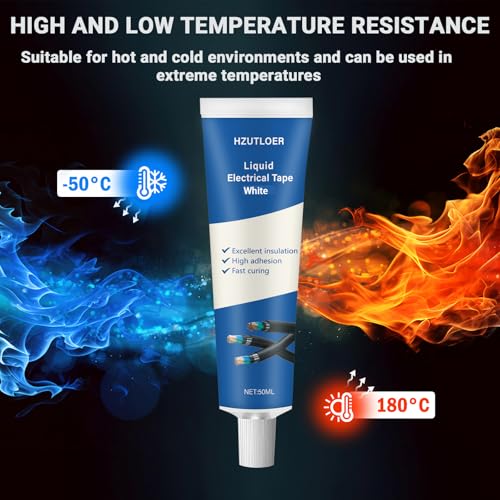 3.38 OZ (100Ml) Liquid Electrical Tape, 2PCS 50ML Insulating Electrical Tape Glue, Waterproof, Fast Drying, High Temperature Resistant - color: White