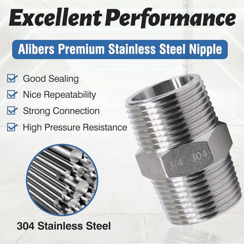 3/4 Nipple, 3/4 NPT Nipple, 304 Stainless Steel pipe fittings M/M - size: NPT3/4