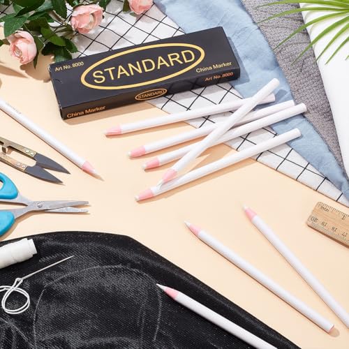 BENECREAT 12PCS Water Soluble Pencil Tracing Tools for Tailor's Sewing Marking and Students Drawing Tools, White