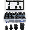 MAKERELE 38pcs NPT Cable Glands Kit Waterproof Strain Relief Connector - color: Black, size: 38pcs KIT BOX