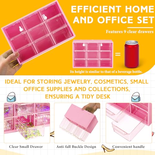 Wenqik 2 Pcs Mini Storage Drawers, Rose Red - color: Rose Red
