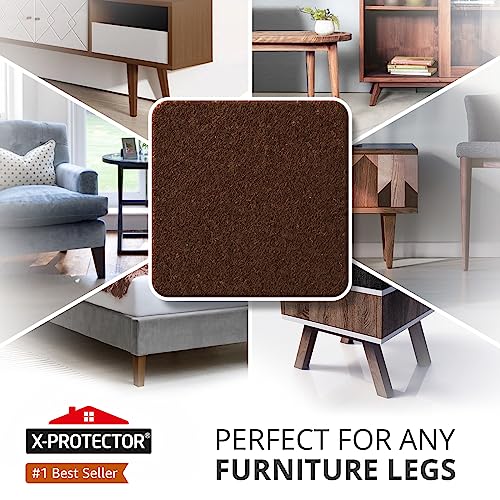 X-PROTECTOR Felt Furniture Pads - 32 PCS 1 1/2" Floor Protectors for Chair - size: 1 1/2" 32 Brown, Square
