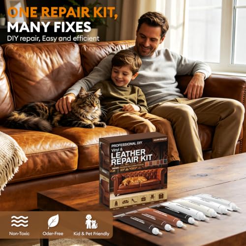 Leather Repair Kit for Furniture, Vinyl Repair Kit to Match Any Brown Color - color: Brown