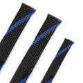 25ft PET Expandable Braided Cable Sleeve 1/2inch(12mm) Pet Braided Cable Sleeve for Audio Video Device Wire Automotive Wire (Black Blue) - color: Black Blue, size: 12mm"(1/2 inch)