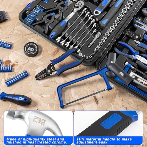 Prostormer 259-Piece Tool Kit, General Household Hand Tool Set, Blue - color: Blue