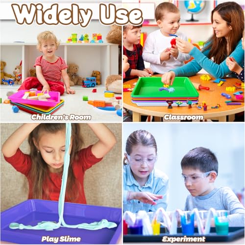 10 Pack Multicolor Plastic Art Trays,10 Colors Activity Crafts Tray,Colorful Art Organizer Trays,Art Serving Tray for DIY Projects,Painting,Beads,Home School Crafts - style: 10PCS 10 Colors