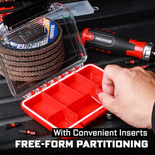 Geinxurn IPX4 Waterproof Small Storage Parts Organizer, Small Parts Case with Removable Dividers, Screwdriver Bit Set Box(2 Boxes) - size: 2pcs Box