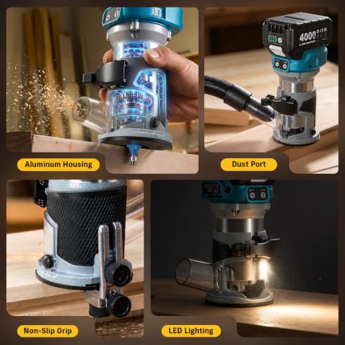 SEESII Cordless Jigsaw and Wood Router Tool Combo Kit - color: Blue Combo