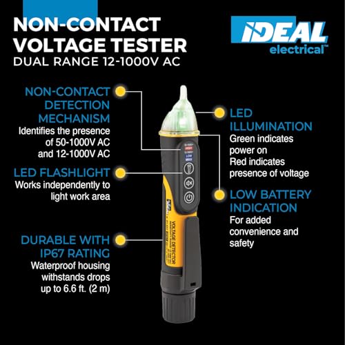 Ideal Electrical 61-657 - Dual Range 12-1000V AC NCVT with Flashlight