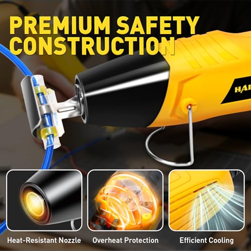 haisstronica 220PCS Solder Seal Connector Kit, 350W Heat Gun, AWG 26-10 | Clear Sleeves, 2 Heat Settings, Focused Nozzle, 4 Color-Coded Sizes, Mini Heat Gun, Tight-Space Repairs - size: 220PCS