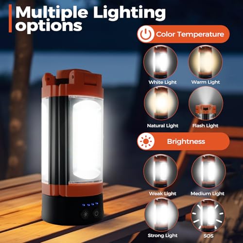 Rechargeable 12000mAh Camping Light with Adjustable Stand - color: Orange&Black, size: with stand