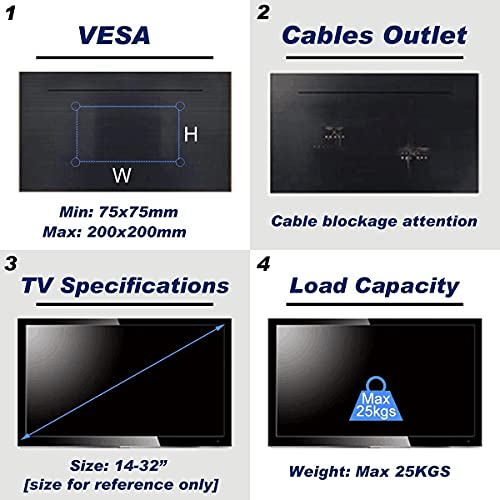 Suptek Tilt TV Wall Mount Bracket for Most 14-42 inch LED, LCD and Plasma TV Mount with Max 200x200mm VESA and 55lbs Loading Capacity, Fits Studs 8" Apart, Low Profile with Bubble Level (MT3202) - size: 14''-42" TV - for wood studs up to 8"