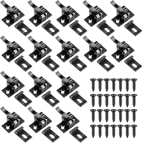 Lounsweer 16 Pcs Brass Heavy Duty Cabinet Door Latch Cabinet Closets Door Elbow Latch with Mounting Screws Hardware for Bedroom Bathroom Window Catch(Black) - color: Black
