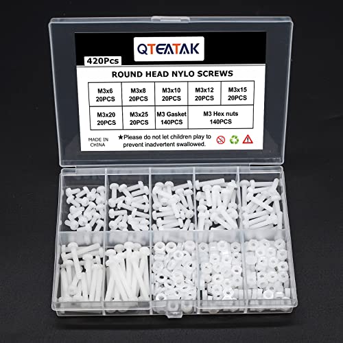 M3 White Round Head Screws, Nut Bolts, Gasket Assortment Kit - color: White