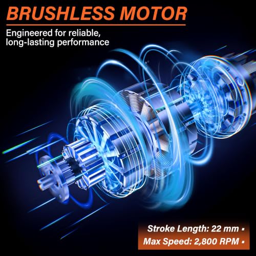Cordless Reciprocating Saw for DEWALT 20V MAX Battery, Brushless Electric Recip Saw with 4 Blades, 0-2800 SPM Variable Speed, Tool-Free Blade Change, for Wood/PVC/Metal Cutting