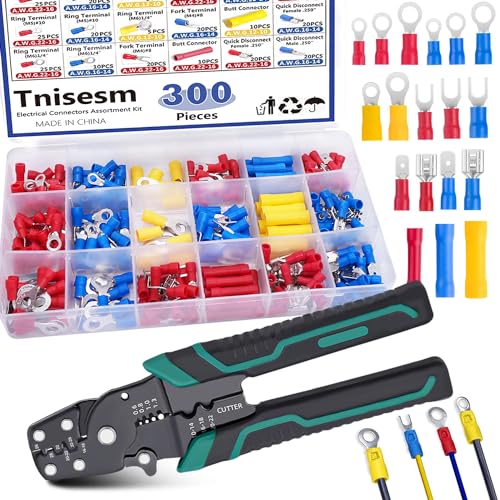 Tnisesm Insulated Wire Electrical Connectors Assortment Kit with Ring, Spade, Butt, Quick Disconnect, Crimp Automotive Cable Terminals - color: 281PCS, size: Crimp style