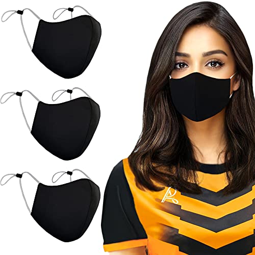 Arcarius Breathable Sports Face Mask – Moisture Wicking Gym & Travel Fit (3-Pack) - color: Black