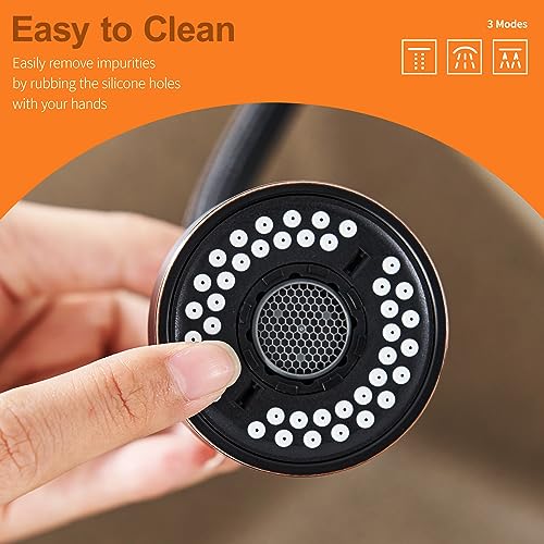 TIORIY Kitchen Faucet Head Replacement with 15 Adapters, 3 Modes Kitchen Faucet Spray Head Replacement, Pull Out Kitchen Faucet Sprayer Head Nozzle, Oil Rubbed Bronze, Plastic - color: Oil Rubbed Bronze, style: Blade Spray