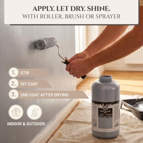 Metallic Wall Paint 67.62 fl oz - Silver - Stunning Metallic Shine for Stylish Interiors, Easy to Apply, Water-Based, Perfect for Creative Wall Designs & DIY Projects - color: Silver