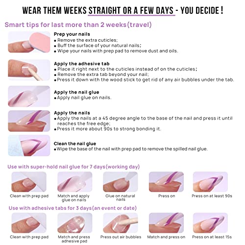 BTArtbox Press On Nails, Milky Way, Short Coffin, Cat Eye French, 32Ct - color: A1-Milky Way
