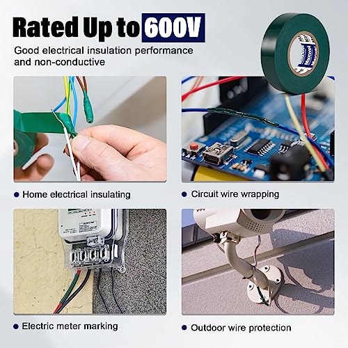Green Electrical Tape Premium PVC Vinyl Wire Insulating Tape - color: Green
