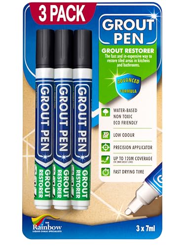 Grout Pen Black Tile Grout Paint Marker - Narrow 5mm Tip (7mL) - 3 Pack - style: Black
