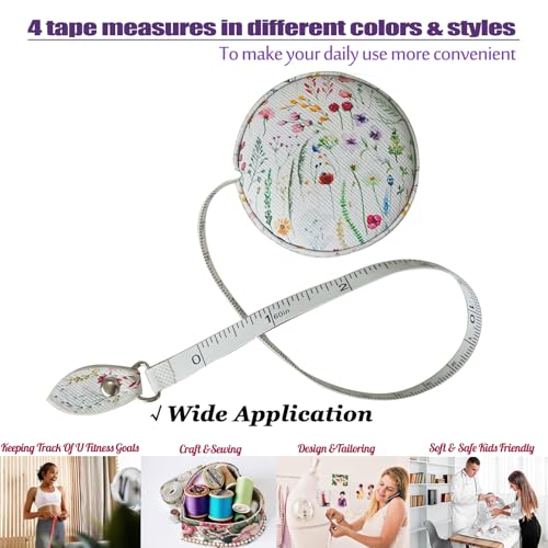 Tape Measure for Body Measuring Fabric Sewing Tailor Ruler Flexible Soft Pocket Small Mini Body Measurement Cloth Measuring Tape 60 Inch Premium Leather Retractable Tape Measure - color: Plants 1 pack