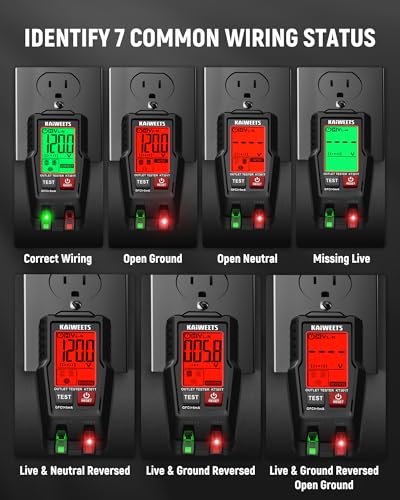 KAIWEETS Electrical Test Kit, Non-Contact Voltage Tester and GFCI Outlet Tester with LCD Display, Wiring Fault Checker, Outlet Tester Kit for Electrician, DIY, 2-Piece