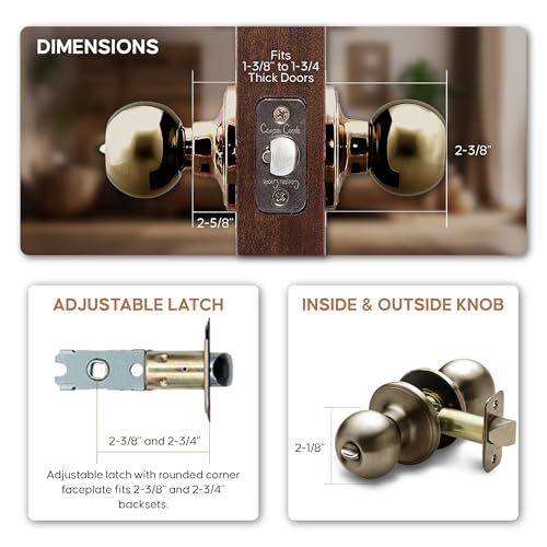 Copper Creek BK2030AB Ball Door Knob, Privacy Function, 1 Pack, in Antique Brass - color: Antique Brass, size: 1 Pack, style: Privacy