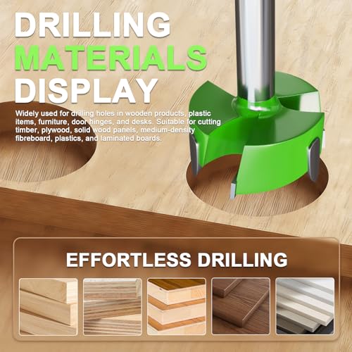 Forstner Drill Bit 2-1/8"(54mm), Triple Flute Tungsten Carbide Tipped - size: 2-1/8"(54mm)