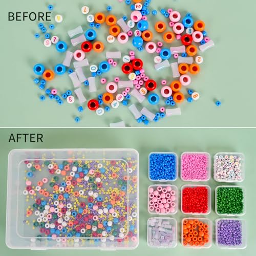 Bead Organizer, 60Pcs Small Clear Plastic Bead Storage Containers with Label, 2 Large Craft Storage Cases with Hinged Lid, Storage Box for Jewelry Making Diamond Art Bracelet Seed Screw Mini Parts - size: 2 Pack - 60 Pcs (2.16" x 2.16" x 0.78")