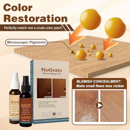 NuGrain Wood Repair Kit, Professional Wood Floor Scratch Repair, Floor Cover Nicks and Scratches, Hides Minor Defects, Restore a Finish for Wood