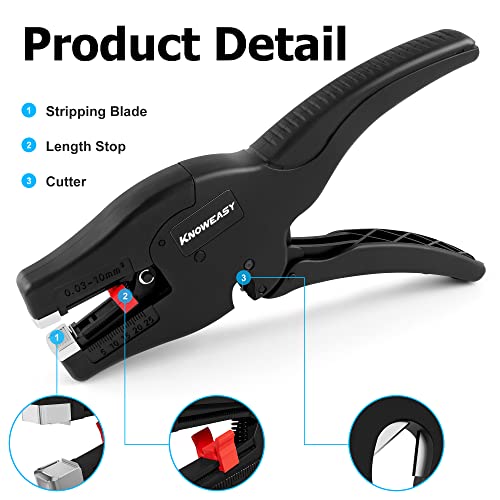 Knoweasy Wire Stripper : 2-in-1 Heavy Duty Wire Stripper Plier and Cutter for 32-7 AWG (0.03mm²-10mm²), Essential Stripping and Cutting Tool for Professionals and DIY Enthusiasts - style: D3N