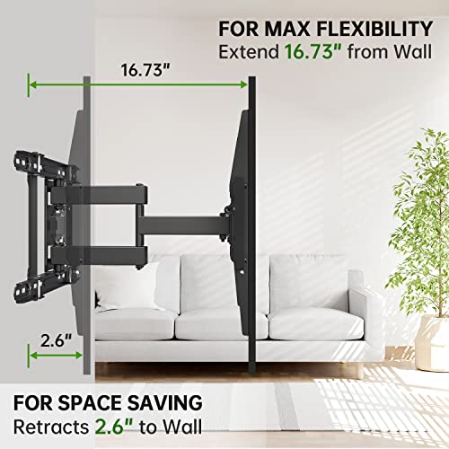 USX Mount Full Motion TV Wall Mount 42"-84" TVS, Fits 16" 18" or 24" Studs, Heavy Duty TV Mounts Bracket with Dual Articulating Arms Tilt Swivel Extension Max VESA 600x400mm, Weight Capacity 110lbs - size: For 42" to 84" TVs