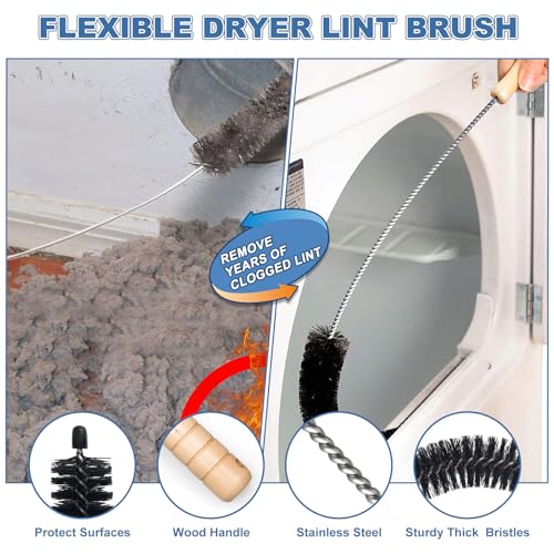 2Pcs Dryer Vent Cleaner Kit, Lint Brush & Universal Vacuum Hose Deep Gray | Upgraded Flexible Hose Design for Smooth Airflow Without Whistling Noise - color: Deep Gray